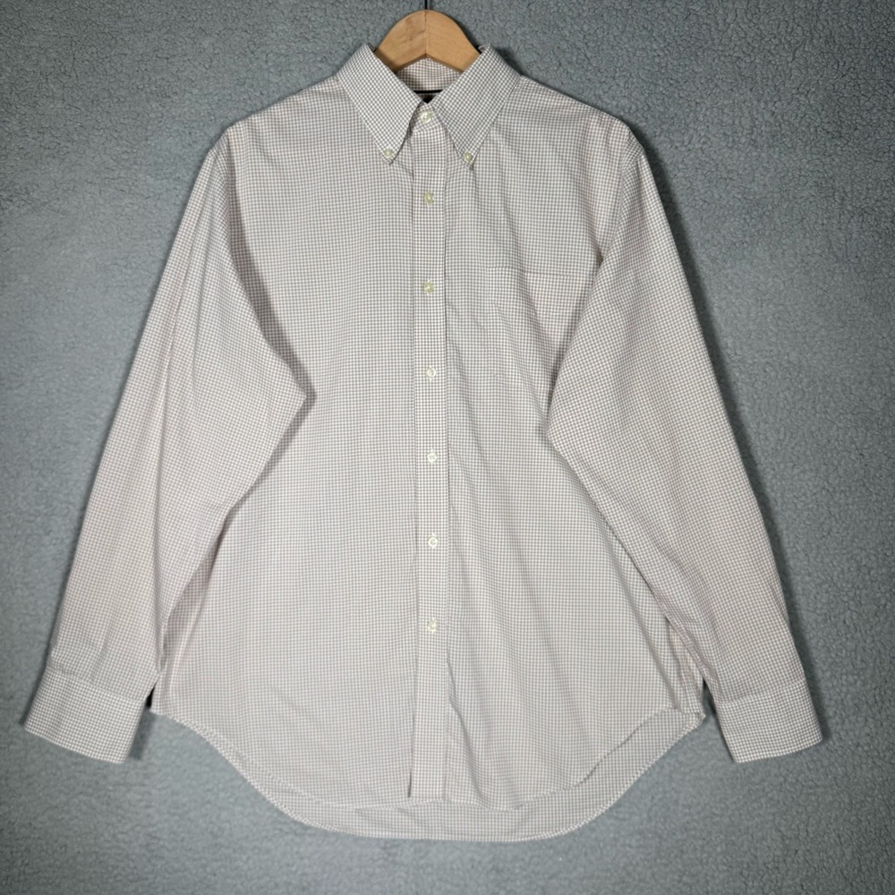 Lauren Ralph Lauren Dress Shirt 16.5 34/35 Classic Fit Non Iron Brown Check